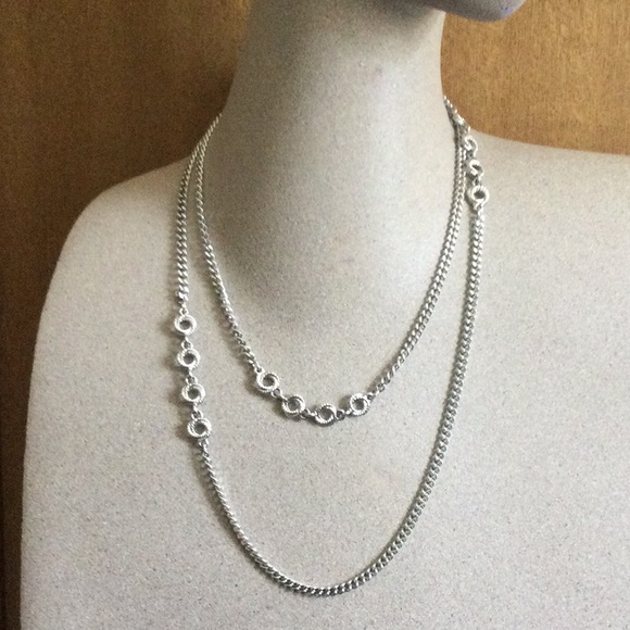 Vintage MONET Long Silver Necklace - Picture 1 of 5